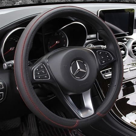 Couvre volant,Couverture de volant de voiture, tresse douce pour tapis de style de voiture 37 38 CM 14.5 - 15- - Type Black Red