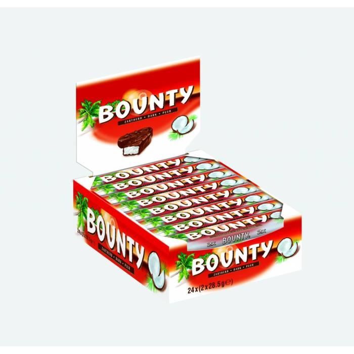 Bounty chocolat noir, barres, chocolat, 24 x 57g
