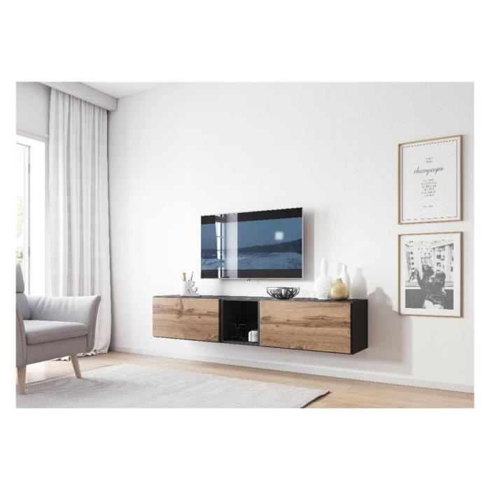 Meuble TV design CORO 10 - Gris et bois
