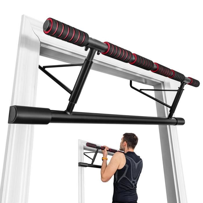 COSTWAY Barre de Traction à Montage Mural Barre de Fitness pour Exercices Fixation Sans Vis Jusqu’à 200KG 100 x 28 x 35,5 CM