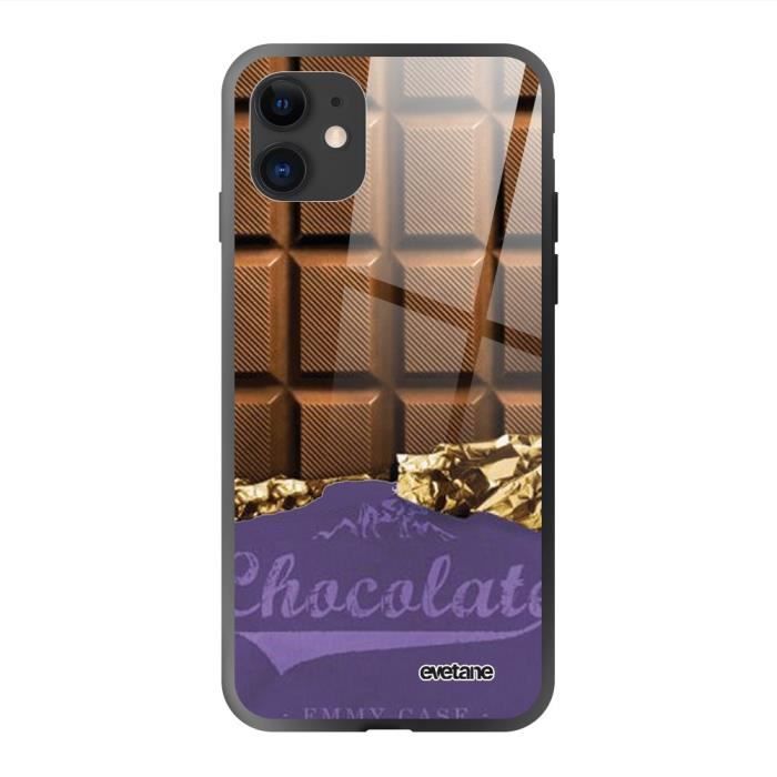 Coque iPhone 11 soft touch noir effet glossy Chocolat Design Evetane