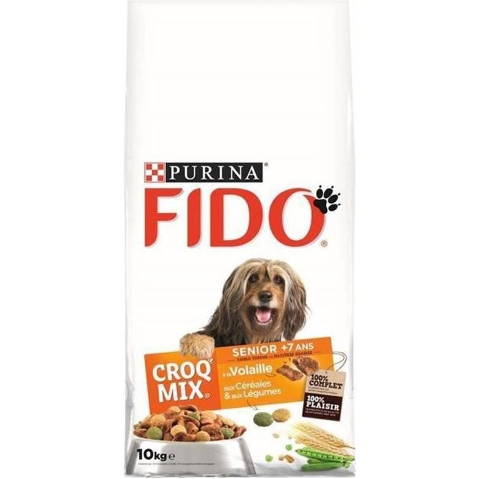 Fido Croquettes Croq Mix Chiens Sénior +7 Ans à La Volaille Céréales Légumes Grand Format 10Kg (lot