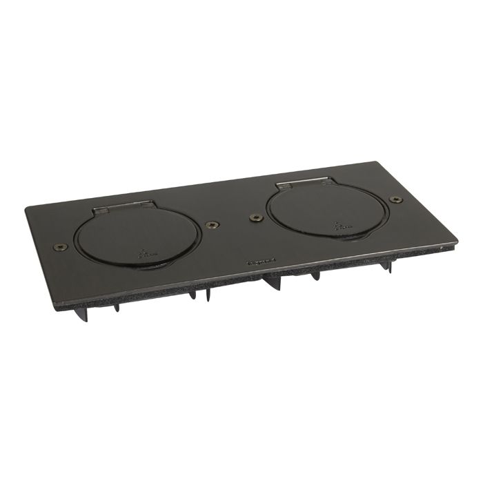 Platine Acier Brun pour 2 prises de sol Legrand