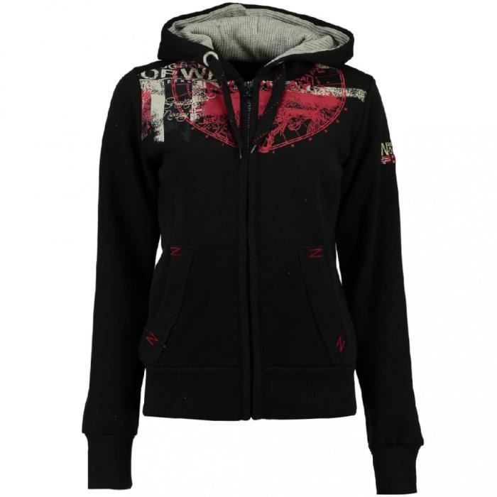 Sweat zippé Noir Fille Geographical Norway Gasmine