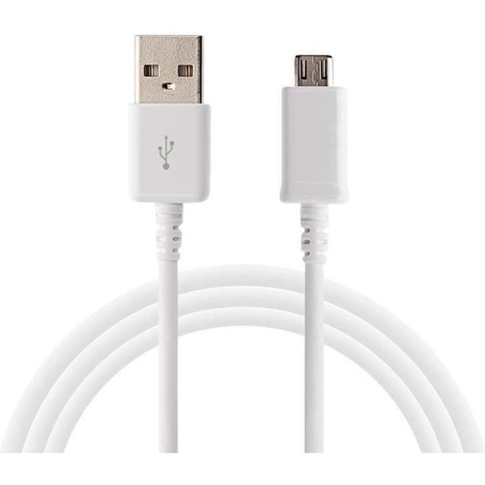 Cable USB Chargeur Blanc compatible Huawei HONOR 8X - Cable Port Micro USB Chargeur Transfert Donnees Mesure 1 Metre Phonillico®