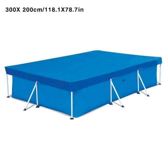 300cmx200cm Couverture de piscine imperméable UV Résistante à la poussière Couverture rectangulaire