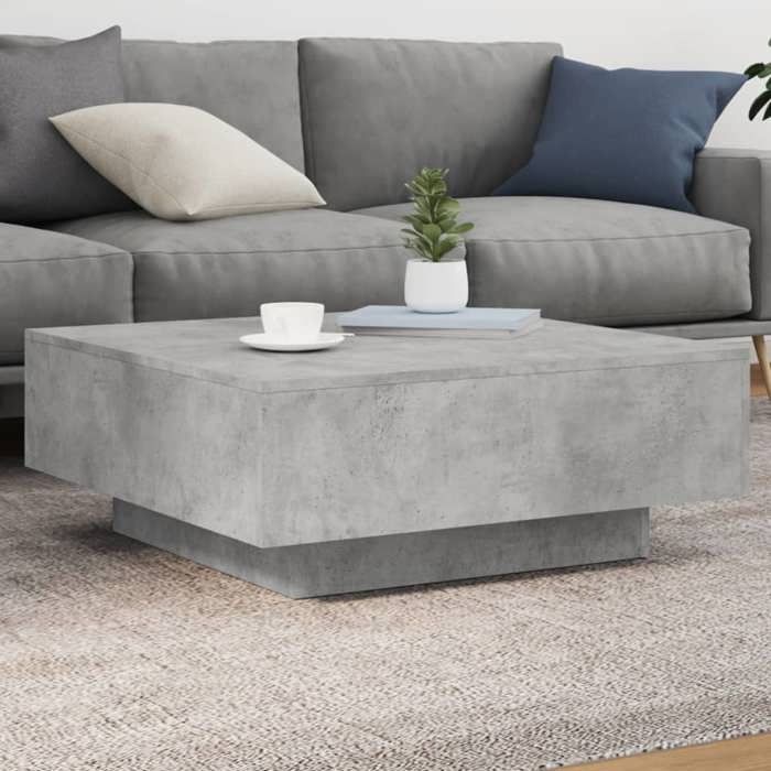 vidaXL Table basse gris béton 80x80x31 cm bois dingénierie 836584