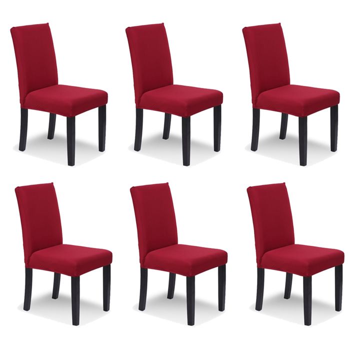 Housse de Chaise Extensible Lot de 6 Couverture KOSIIL de Salle à Manger Universel pour Maison Hotel Restaurant Cuisine Rouge