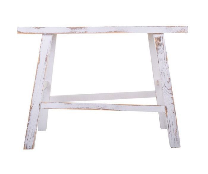 banc d'assise, banquette rectangulaire en bois coloris blanc - longueur 70 x profondeur 25 x hauteur 50 cm