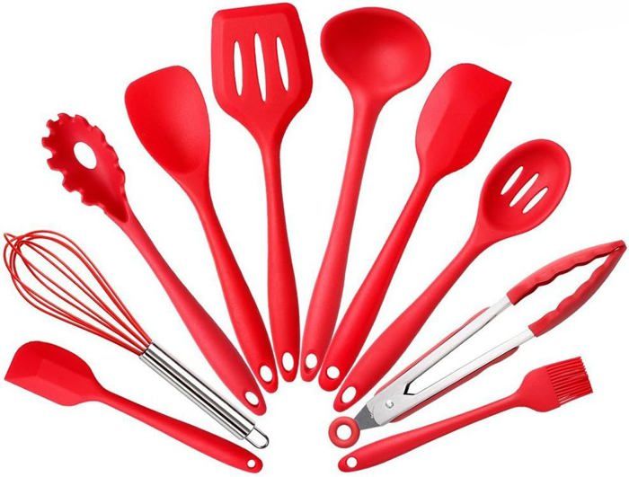 Lot De 2 Cuillères En Silicone De Cuisine - 27 Cm, Sans BPA, Résistantes à La Chaleur (230°C), Pour Mélanger, Cuisiner Et Servir - 2