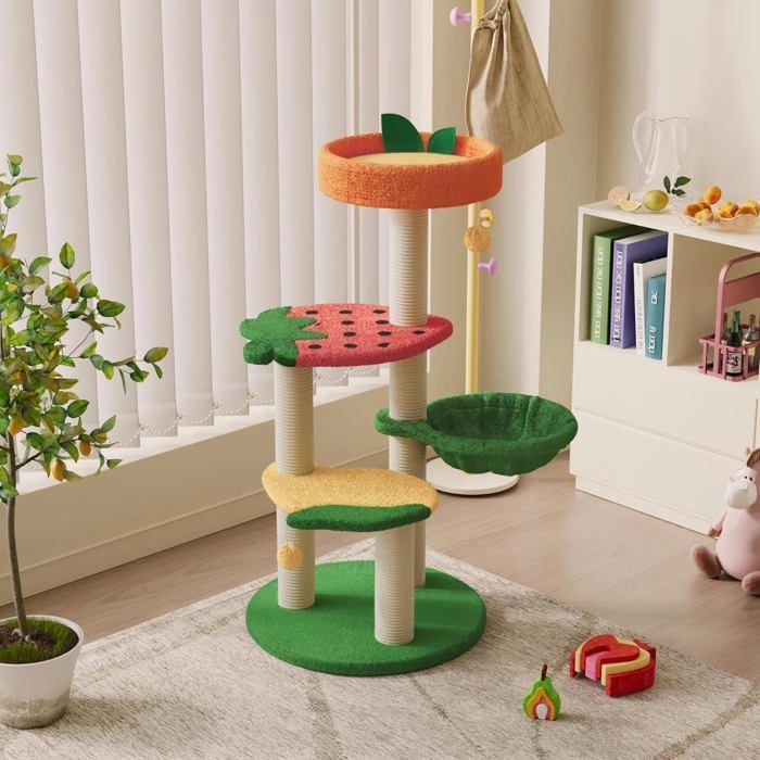 Meilleurs prix pour Arbre À Chat Mignon – Tour À Chat Fruit World Pour Chats D'Intérieur, Grand Arbre À Chat De 102,9 Cm Avec Griffoirs En Sisal,[M853]