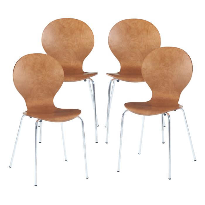 Lot de 4 chaises de salle à manger Etne effet noyer