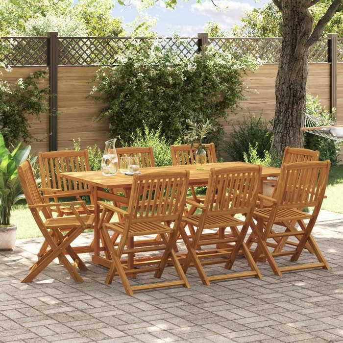 vidaXL Ensemble à manger de jardin 9 pcs Bois d'acacia - vue 3