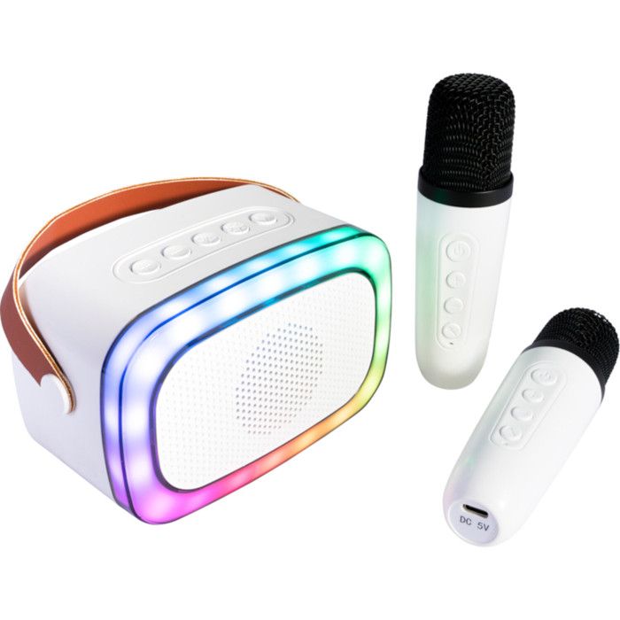 Karaoké Pour Enfants – 2 Micros Sans Fil, Boîtier Bluetooth, 5 Effets Vocaux, Lumières LED – Portable – Cadeau Pour Fêtes Et Famille