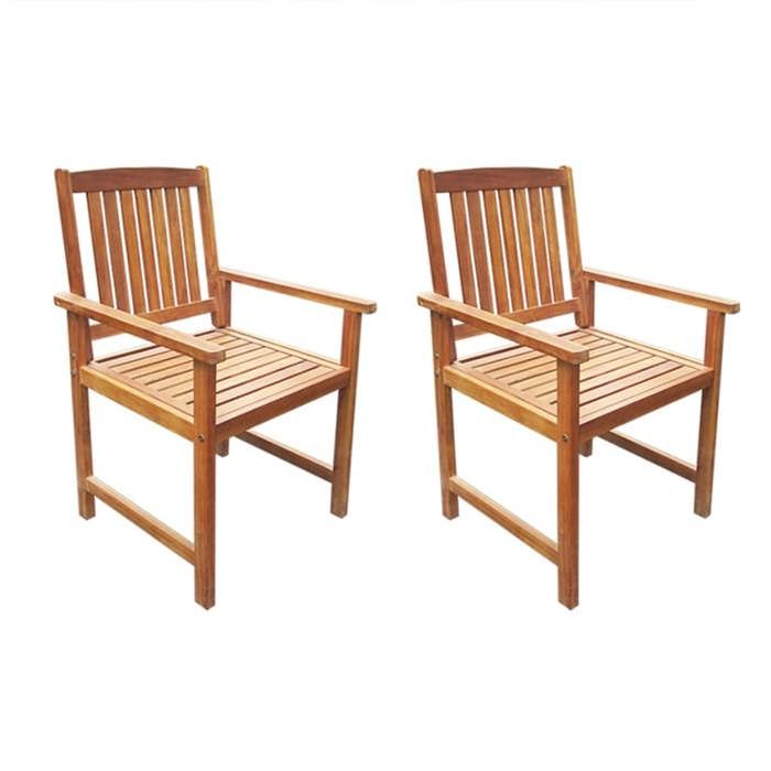 SALE 2025Chaises de jardin - lot de 2 - Fauteuils de Jardin - Bois dacacia massif Marron - 57x61x92 cm 12 4 Kg 6477