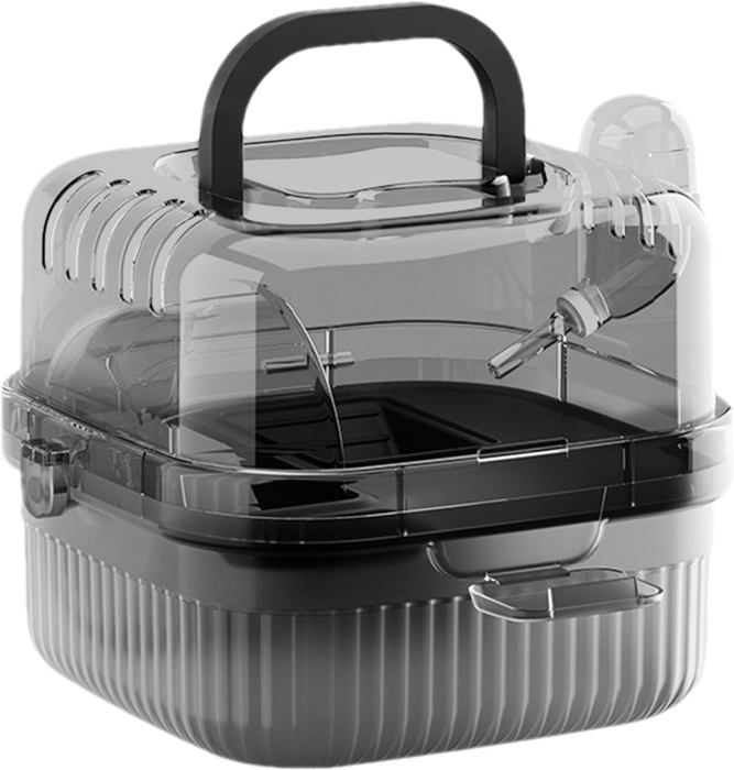 Cage de transport translucide pour grand hamster Sac de transport Habitat de respirant pour petits animaux avec bouteille deau