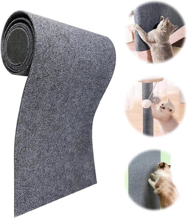 Comparer les prix de Tapis Griffoir Chat,Adhesif Grattoir Chat Canapé,Griffoir Mural Chat,Tapis pour Chat,Peut être Coupé sur Mesure,Gris,30x100 cm