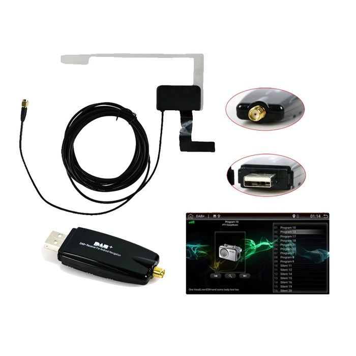 Récepteur DAB+ USB Pour Autoradio Android 5.1+ - Antenne Amplifiée Incluse, Plug & Play, 5V