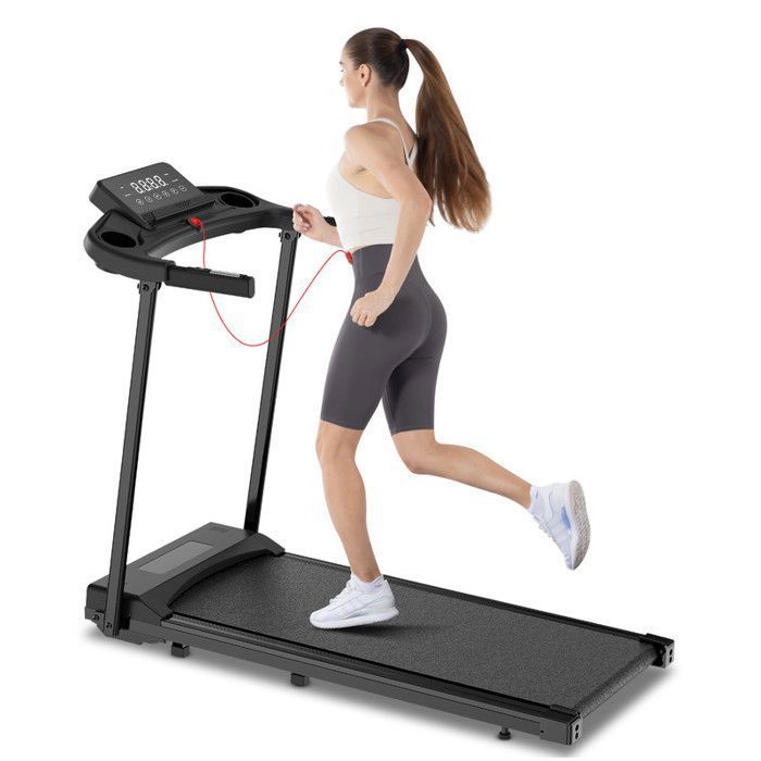 BIGZZIA Tapis de course Pliable Vitesse 1-12 km/h 3.0HP- APP & Bluetooth 12 Programmes dexercices Avec Capteur dimpulsion