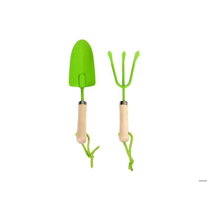 Ensemble de Jardinage pour Enfants Pelles Râteau en Métal et Bois et
