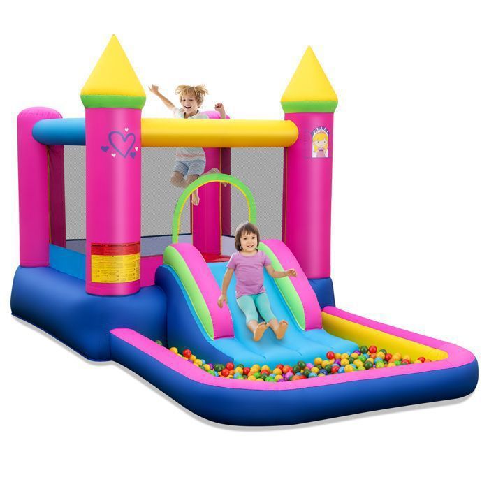 DREAMADE Toboggan Aquatique Gonflable Château Gonflable Princesse avec Toboggan pour