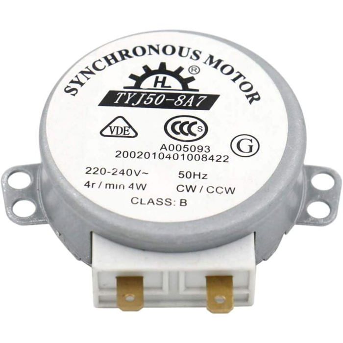 2 Pcs Moteur Micro-Onde TYJ50-8A7 - Moteur Synchrone Rotatif AC 220V 4W 4 Tr/min CW/CCW