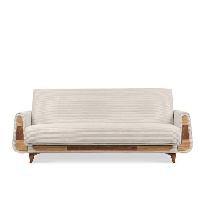 Canapé GUSTAVO II convertible 3pl en Velours Côtelé Pet Friendly Creme