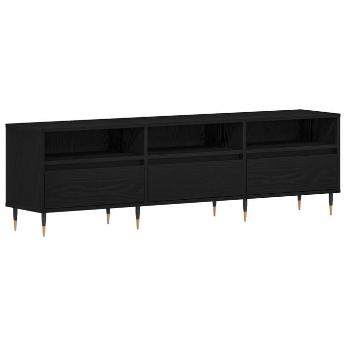 Meuble TV - Meuble tele - Chêne Noir 150x30x44 5 cm - bois reconstitué - Porte(s) RUI07 1746