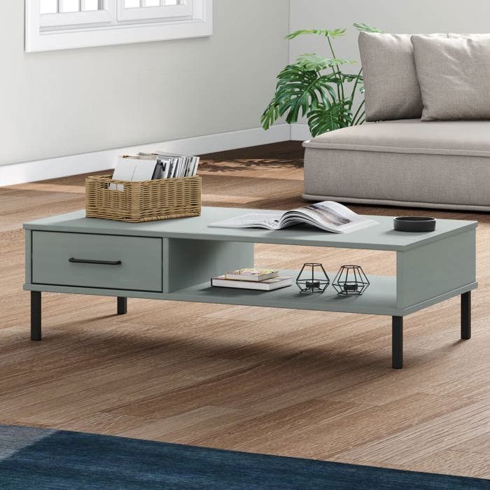 (Gris)Petite Table basseVIDAXLArmoire basse de salon avec pieds en métal Gris Bois pin massif OSLO Mgnifique127266