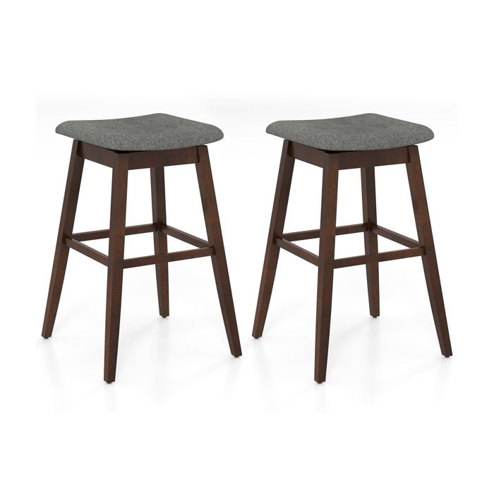 COSTWAY Ensemble de 2 Tabourets de Bar Pivotants Chaises de Bar avec Rembourrée Profilée Repose-pieds et Pieds en Bois dHévéaa COSTWAY Ensemble de 2 Tabourets de Bar Pivotants Chaises de Bar avec Rembourrée Profilée Repose-pieds et Pieds en Bois dHévéaa