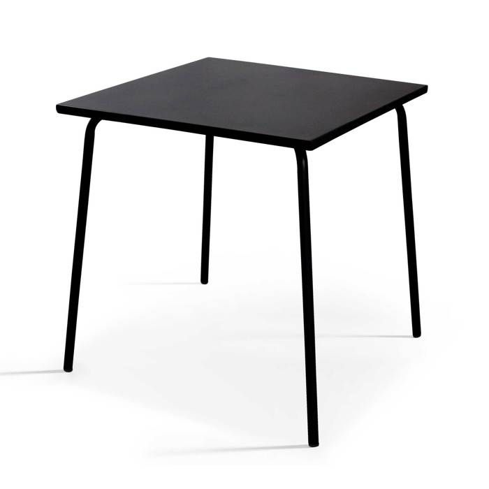 Table de jardin carrée en métal 70 cm 4 places noir Palavas Oviala