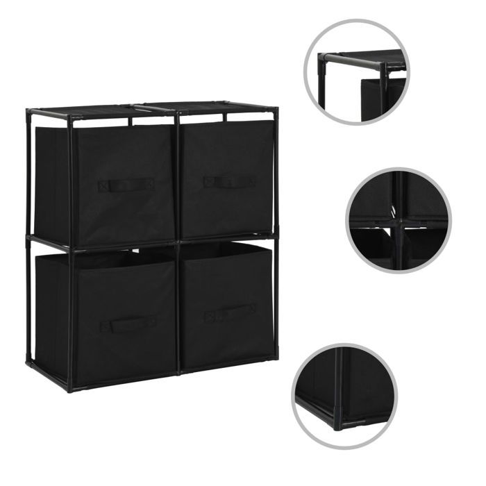 Armoire de rangement - vidaXL - 4 paniers tissu - Noir - Acier - 63x30x71cm