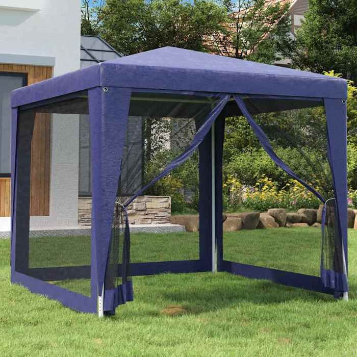 Tente de fête - DUOKON - 25x25 m - Résistante à Tente de fête avec 4 parois latérales en maille Bleu 25x25 m 21551