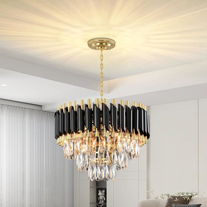 Lustre - AHXIAOZN - Golden Crystal Chandelier 3-Tiers - Ø40 cm - 5x E14 (LED) - Cristal K9