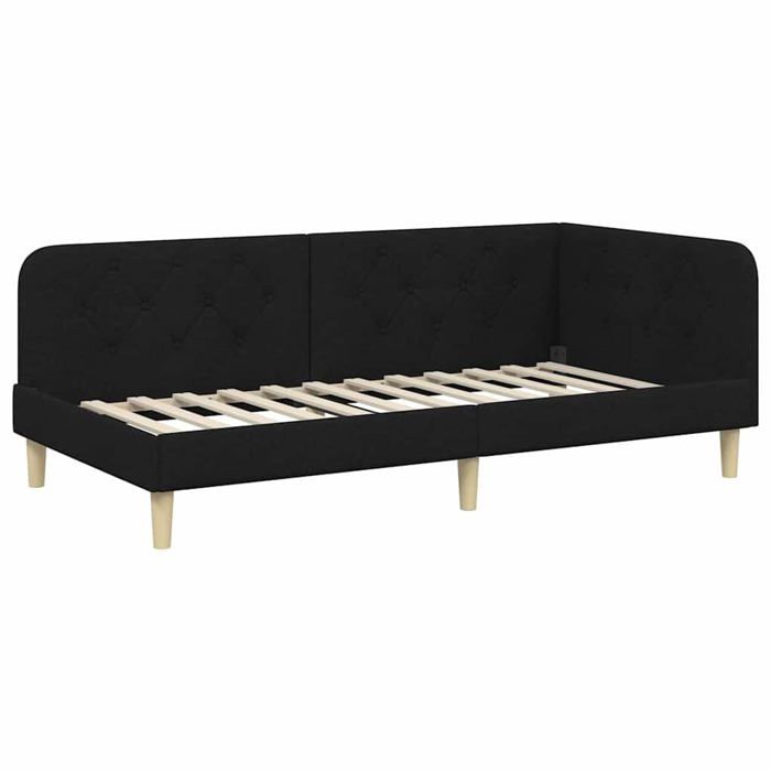 Cadre de lit dangle en tissu - vidaXL - 90x200 cm - Noir - Design en L - Polyvalent canapé-lit - Tête de lit ajustable