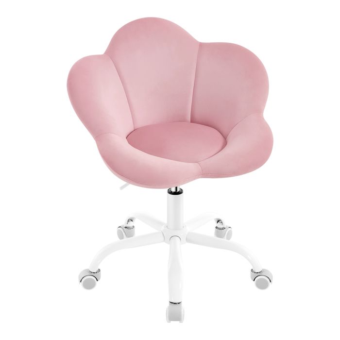 Chaise Bureau Enfant en Forme de Pétale - WOLTU Chaise Pivotante en Velours - Siège Rembourré - Rose Clair