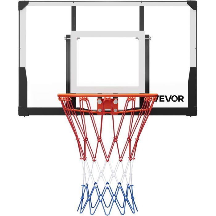 VEVOR Panier de basket mural avec panneau arrière en PC de 1117,6 mm et panneau arrière de 2 mm d'épaisseur, filet de basket-ball épais en nylon tissé, anneau de basket-ball professionnel VEVOR Panier de basket mural avec panneau arrière en PC de 1117,6 mm et panneau arrière de 2 mm d'épaisseur, filet de basket-ball épais en nylon tissé, anneau de basket-ball professionnel