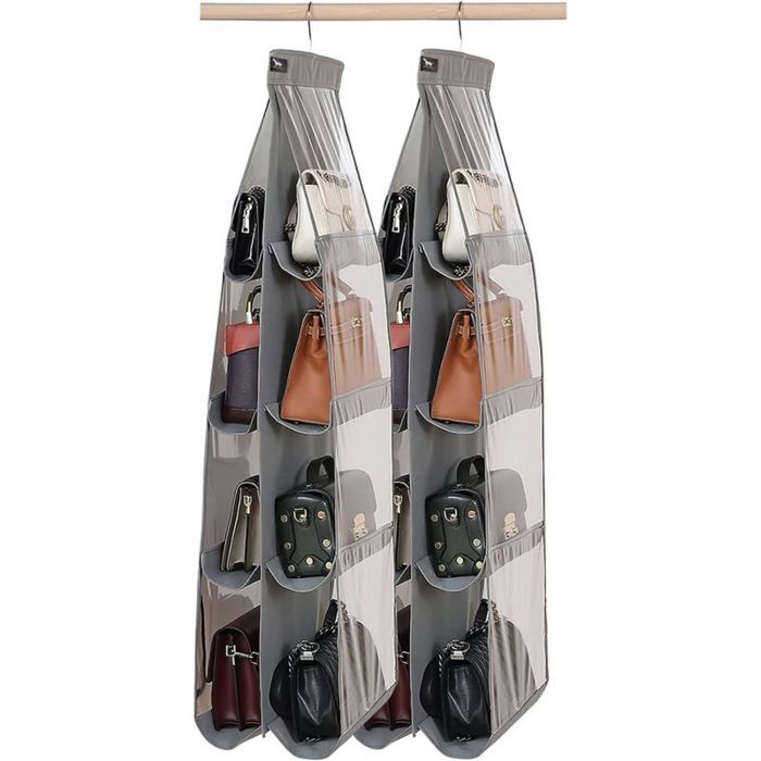 Pochette transparente à suspendre au mur sac de rangement transparent pour articles divers en cuir avec cintre (couleur : 8 poche