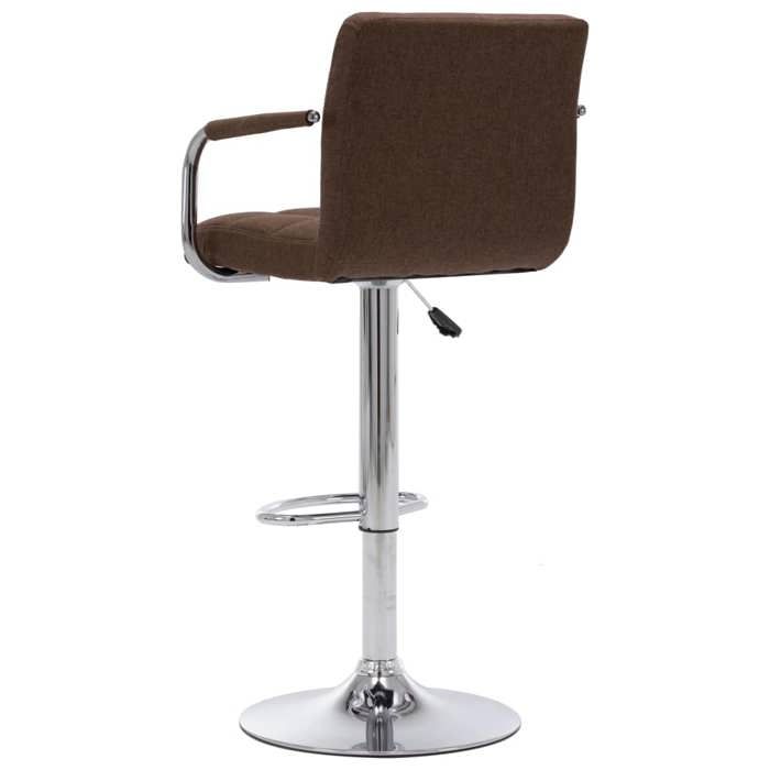 Chaise de bar en tissu - MEUBLECHIC - Marron - Réglable en hauteur (63-83 cm) - Pivotement 360° - Cadre en acier chromé