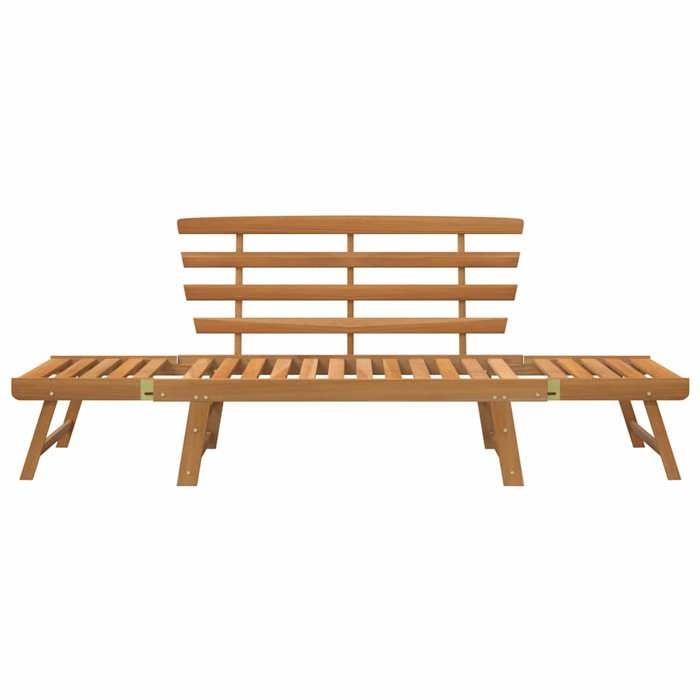 Banc de jardin convertible - MEUBLECHIC - 190 cm - Bois dacacia massif - Réglable des deux côtés - Lit de jour 2 en 1