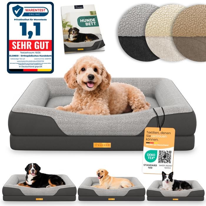 Comparer les prix de ELONEO lit orthopédique pour chien gris taille S couchage confortable avec mousse mémoire coussin lavable