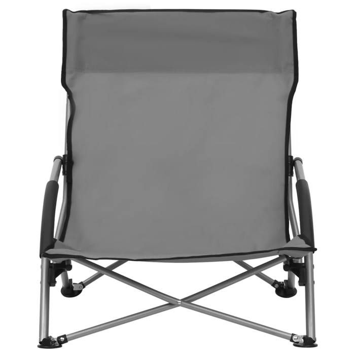 Gris Siège de jardin - Chaises de plage pliables - (2 pcs) - Gris Tissu C870