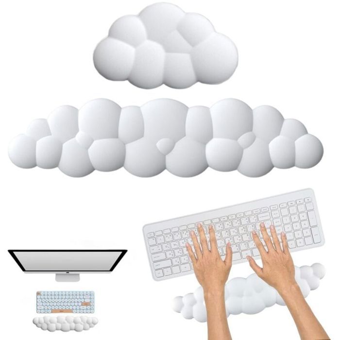 Clavier et repose-poignets en forme de nuage repose-souris et repose-clavier ergonomiques en mousse à mémoire de forme.
