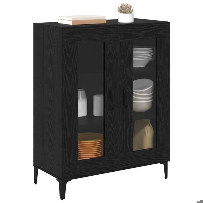 Bahut/Commode couloir - Noir SWEETY Buffet Chêne noir 69 5x34x90cm - bois dingénierie et fer CL60293565235