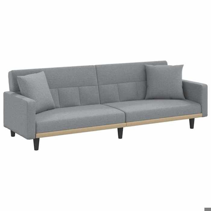 CLIC-CLAC Canapé Lit Convertible 2 Places avec coussins gris clair tissu ZENCORE2026 1 74287844