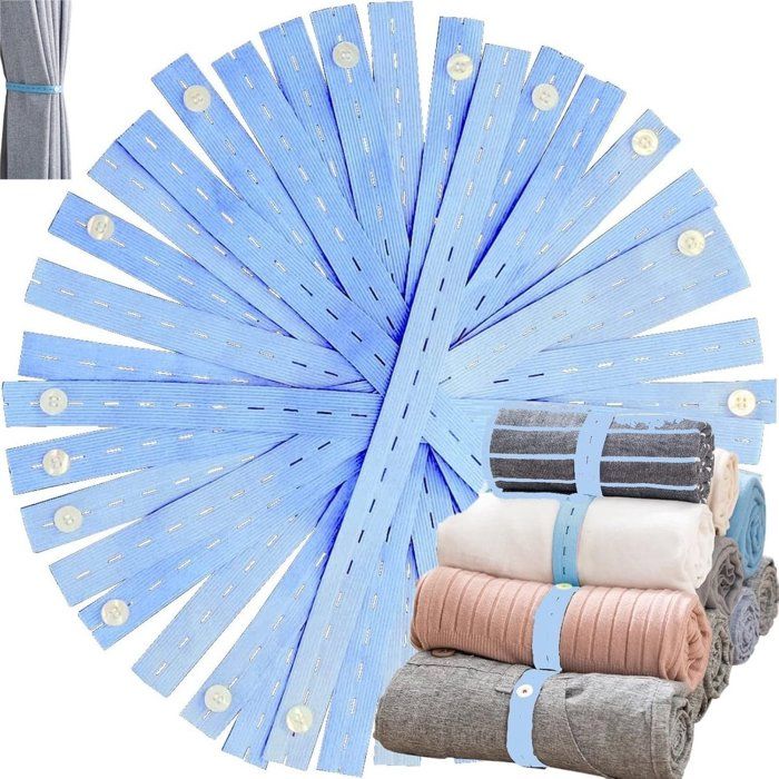 Sangles De Rangement Élastiques Pour Vêtements Lot De 20 Ajustables À Boutonnières Organisation Valise Armoire Bleu