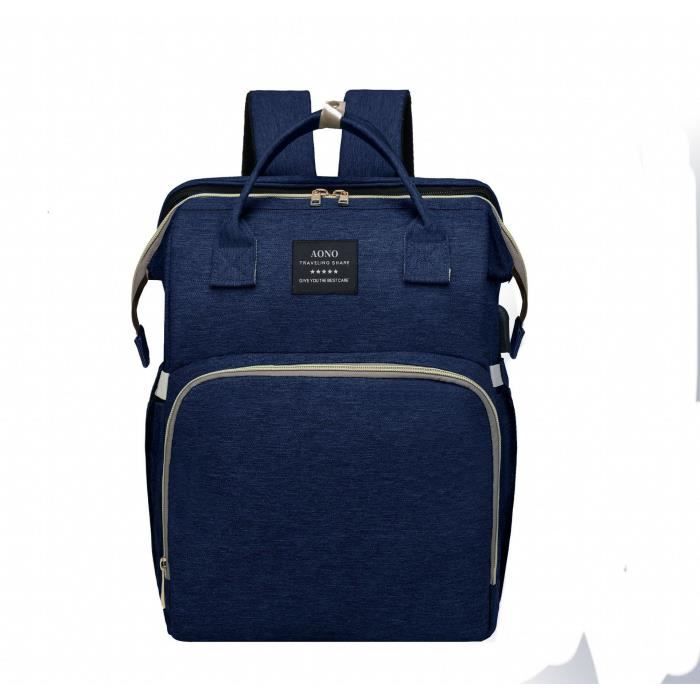 Sac à Langer 2 En 1 PEIZHIYC Avec Lit Intégré - Grand Sac à Dos Isotherme Pliable Pour Bébé - 6 Compartiments