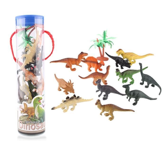 Jouet Dinosaure Figurine Dinosaure avec Seau de Stockage pour Les Enfants,12 Mini Jouet d'animal de Dinosaure,Enfant Dinosaure Jouet