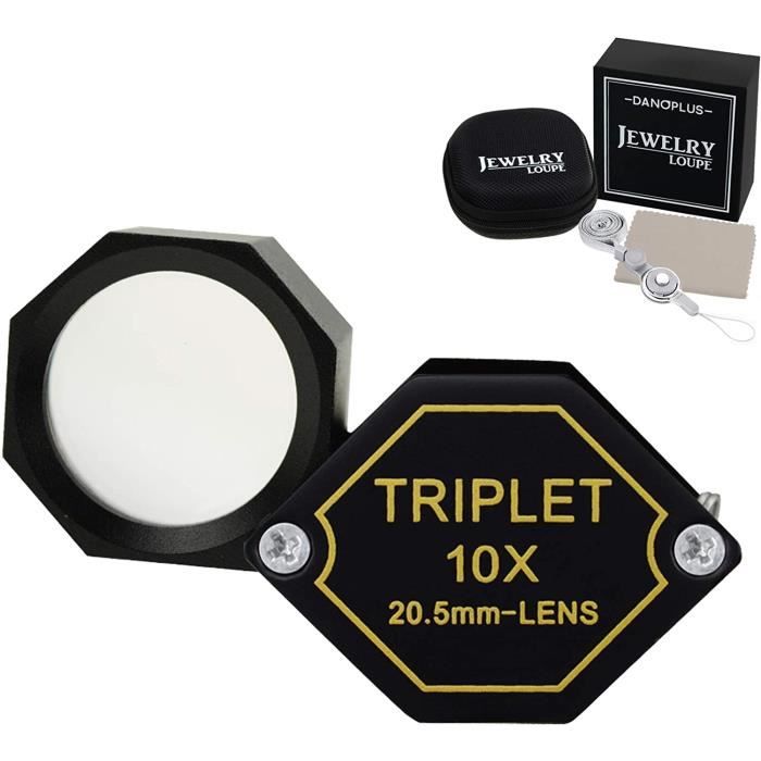 Loupe Bijoux 10x Avec LED Et UV - Lentille Triplet 21mm - Parfaite Pour Bijoutiers, Collectionneurs Et Artisans
