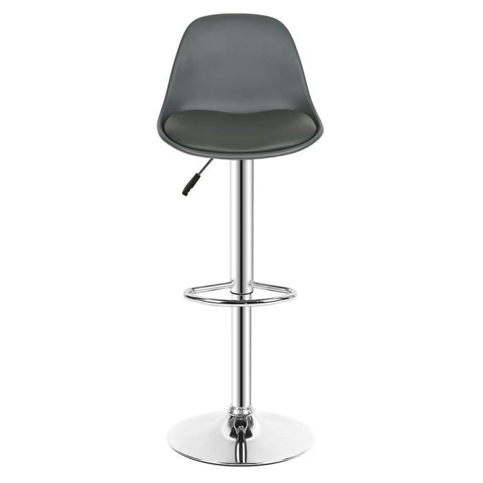 Tabouret de bar & Chaise PU - Yagewa - Lot de 2 - Gris - Hauteur réglable